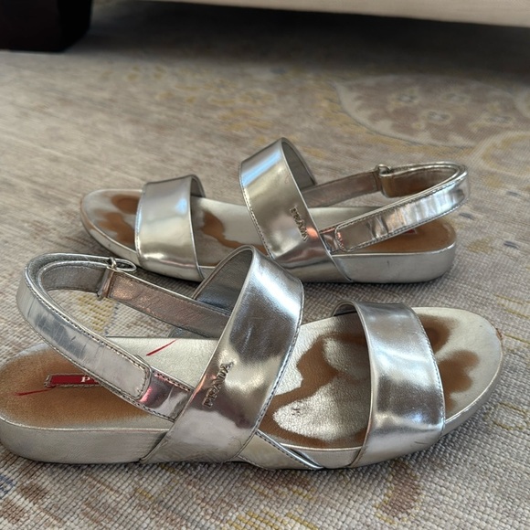 Prada Metallic double-band flat sandal Size 38.5 - Picture 4 of 13